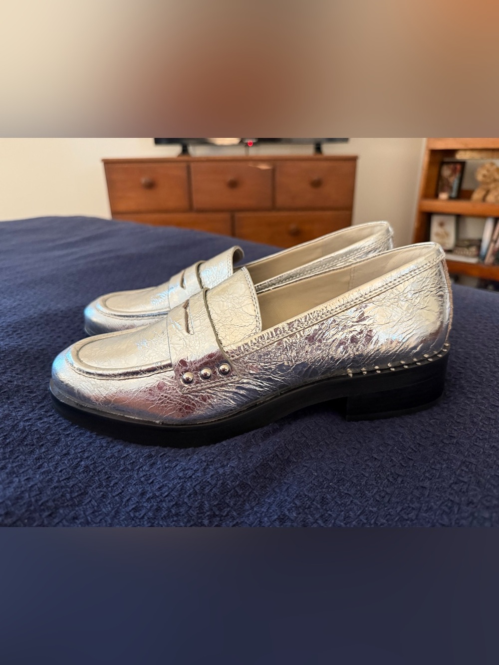 Dolce Vita Metallic Silver Penny Loafers